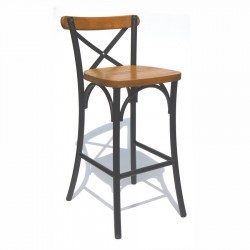 Silla Alta Cross Back de Metal con madera
