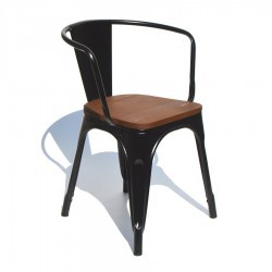 Silla Tolix metal asiento de madera con...