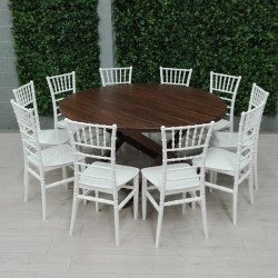 Mesa tablon redondo de madera 150 cm